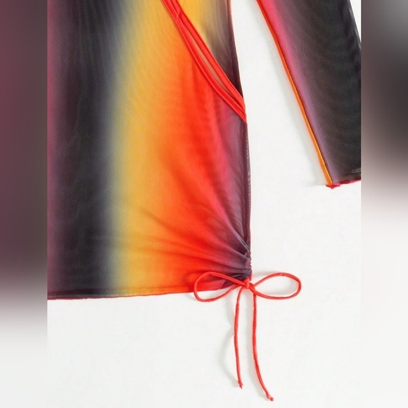 Multicolor Swim Gradient Long Sleeve Cover-Up-(#1,476) - Picture 3 of 7